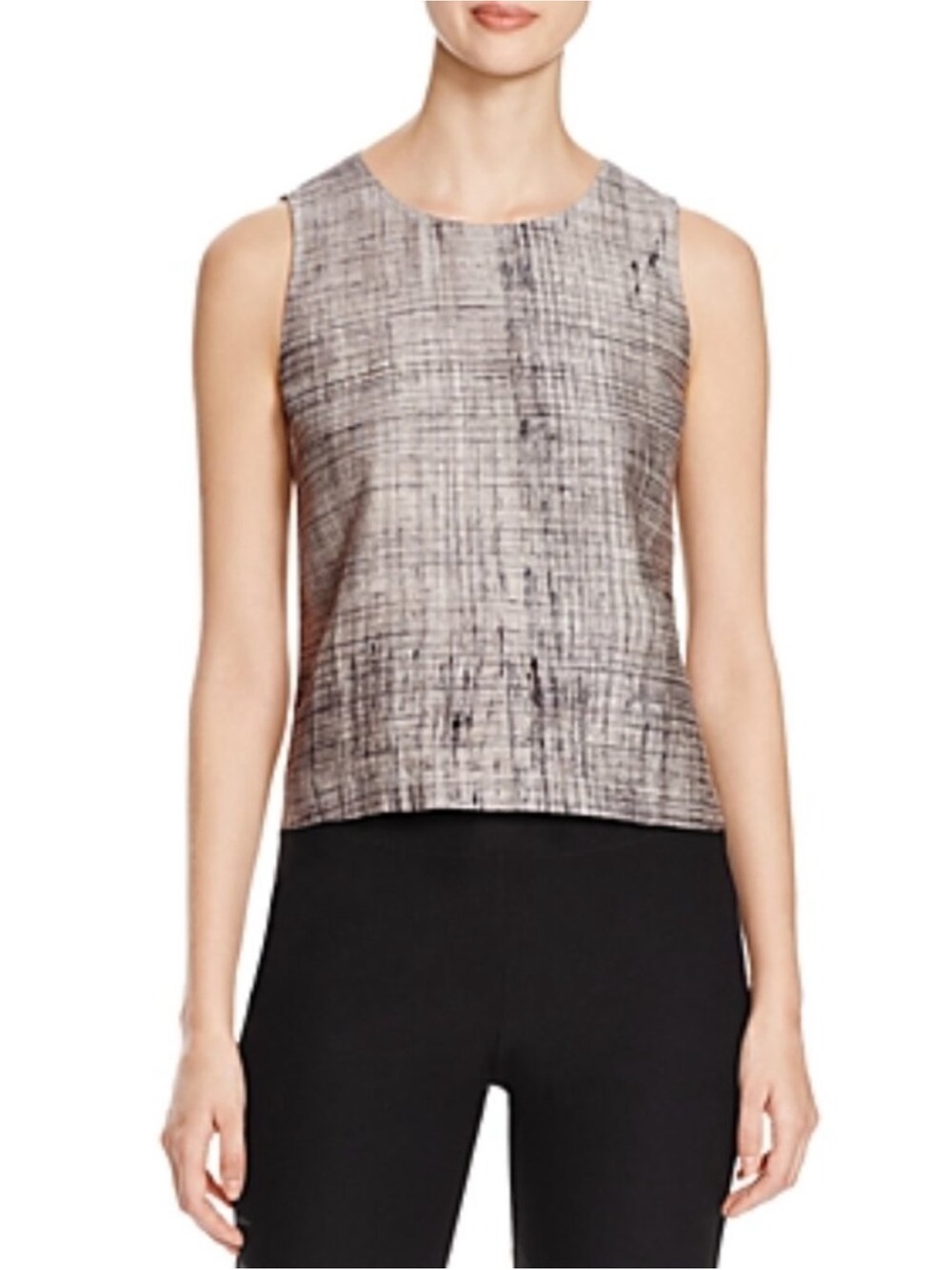 Eileen Fisher Pewter Hand Paint silk/cotton Streak Round Shell
